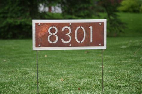 metal house number yard sign